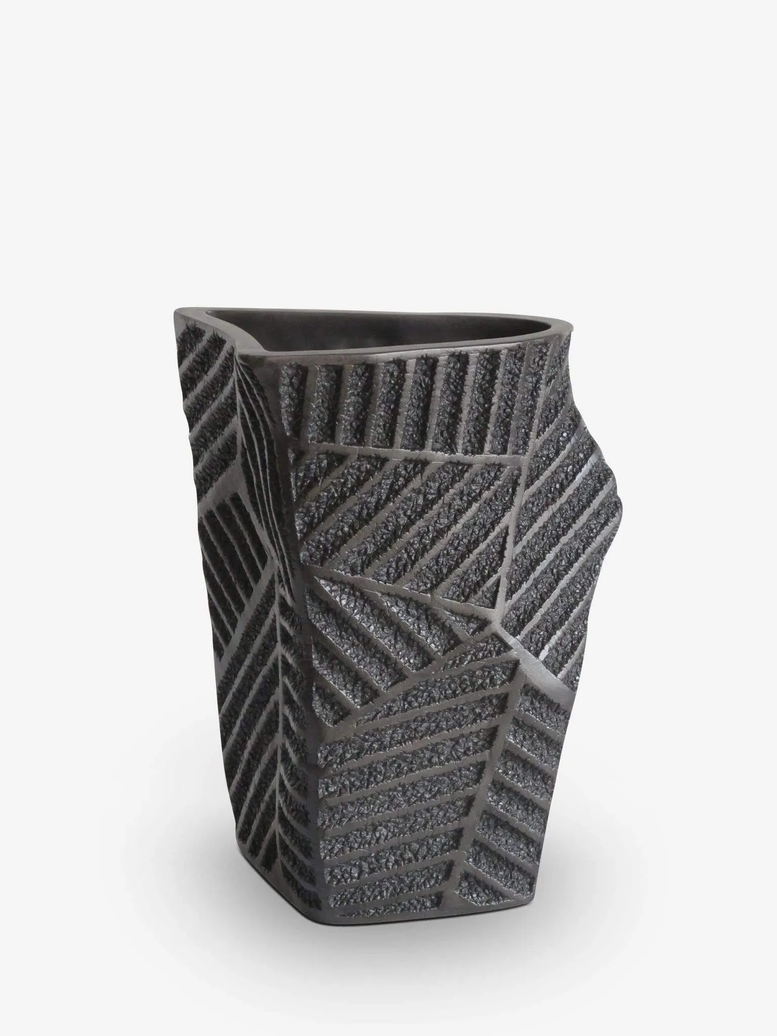 Triangular Vase in Black by Gilles Caffier
