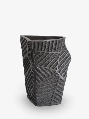 Triangular Vase in Black by Gilles Caffier