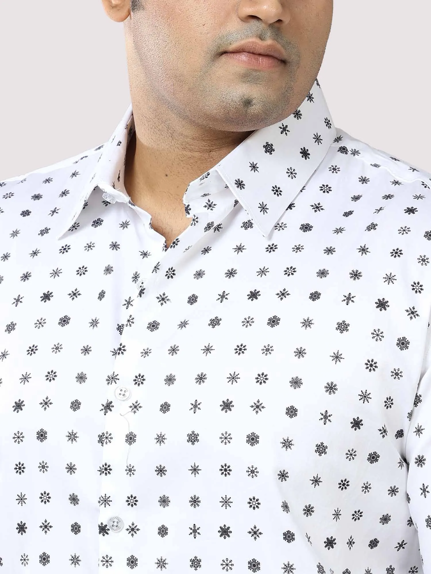 Twinkle Stars Printed Cotton Full Shirt Men's Plus Size