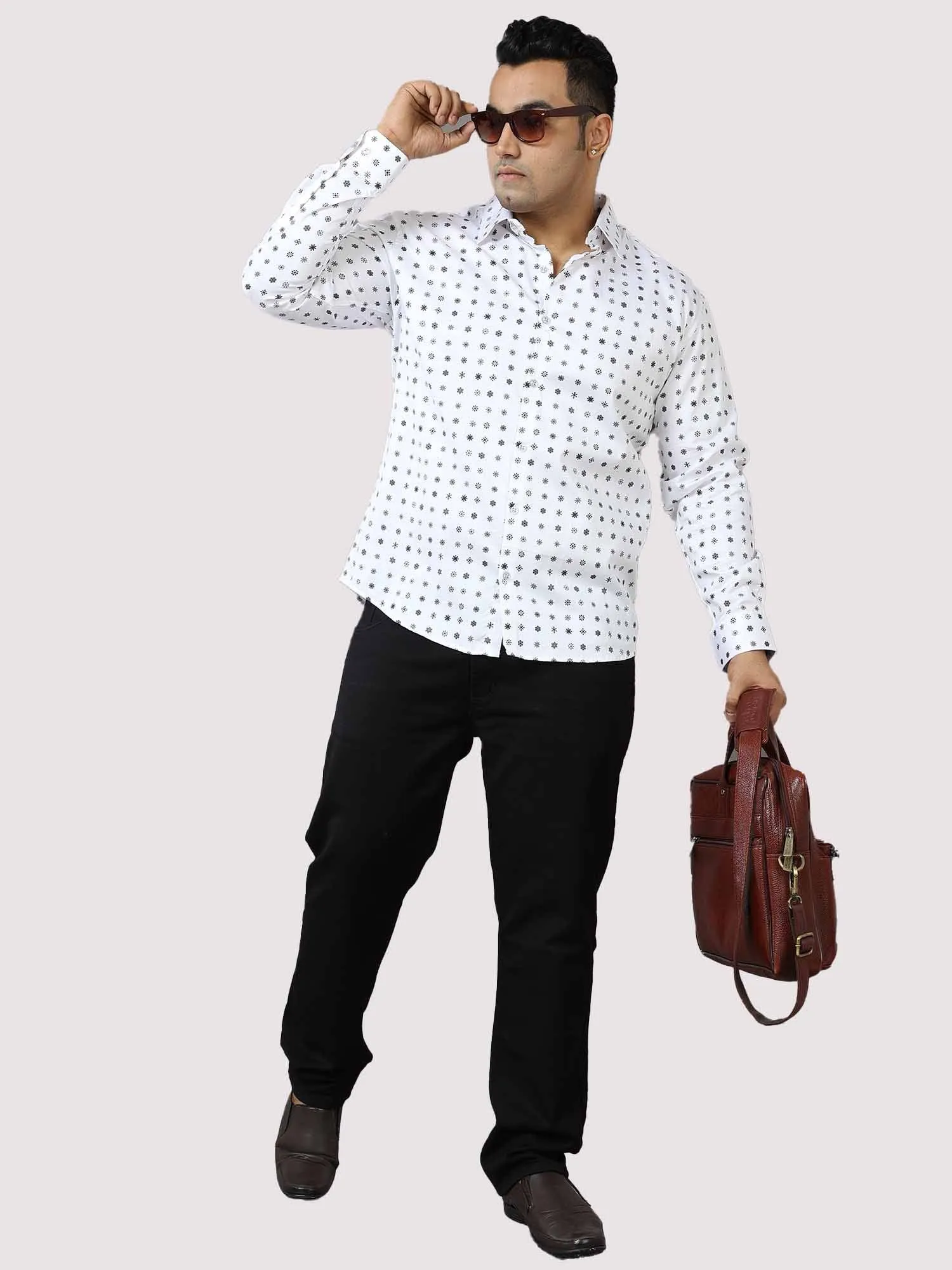 Twinkle Stars Printed Cotton Full Shirt Men's Plus Size