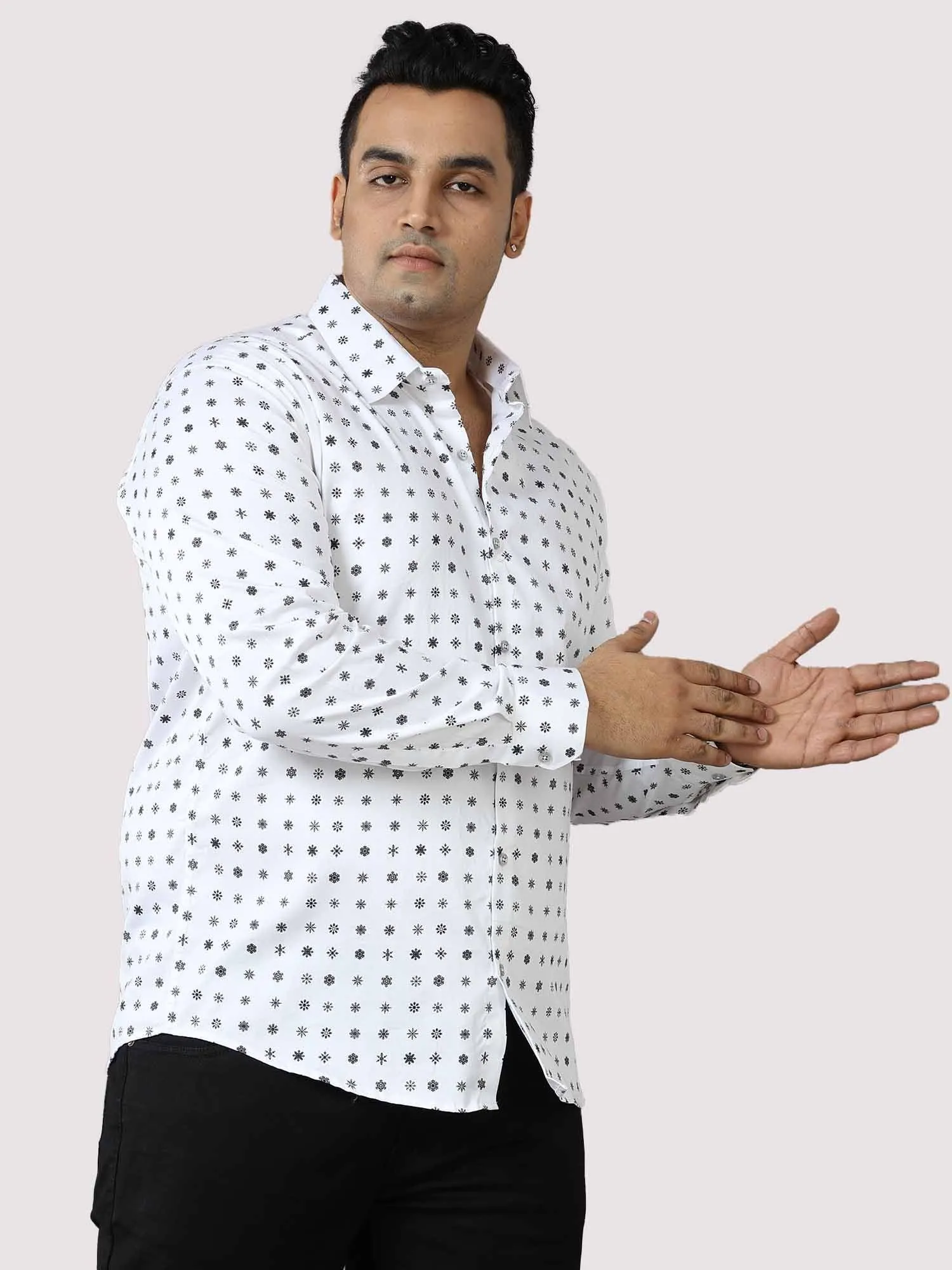 Twinkle Stars Printed Cotton Full Shirt Men's Plus Size