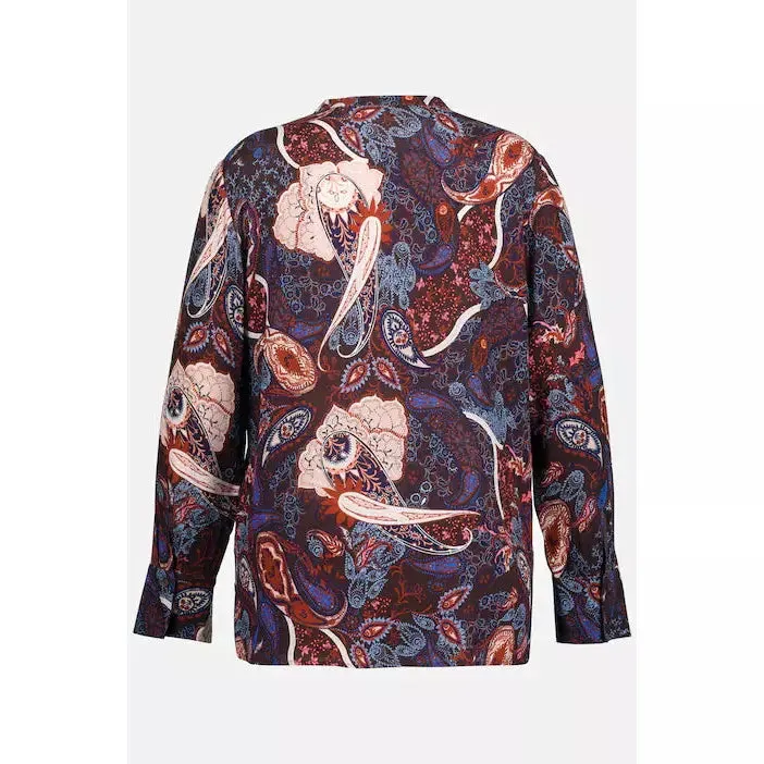 Ulla Popken Tie Neck Blouse in Paisley Print
