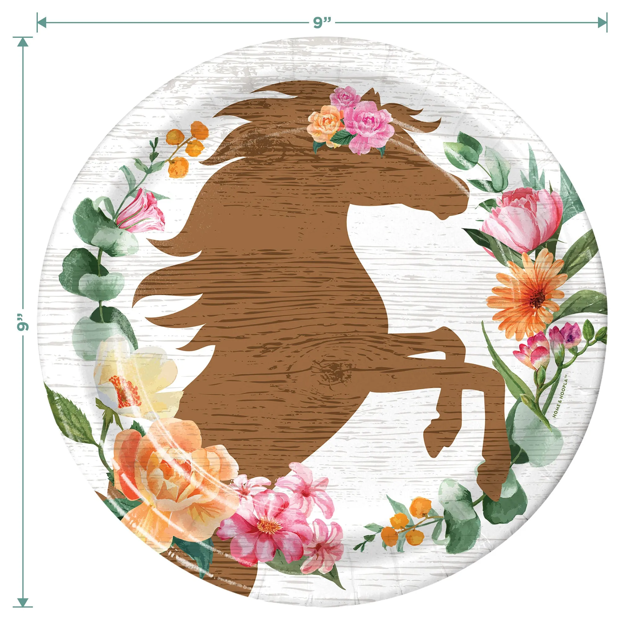 Western Cowgirl Party Supplies -  Horseshoe Paper Plates, and Floral Napkins (Serves 32)