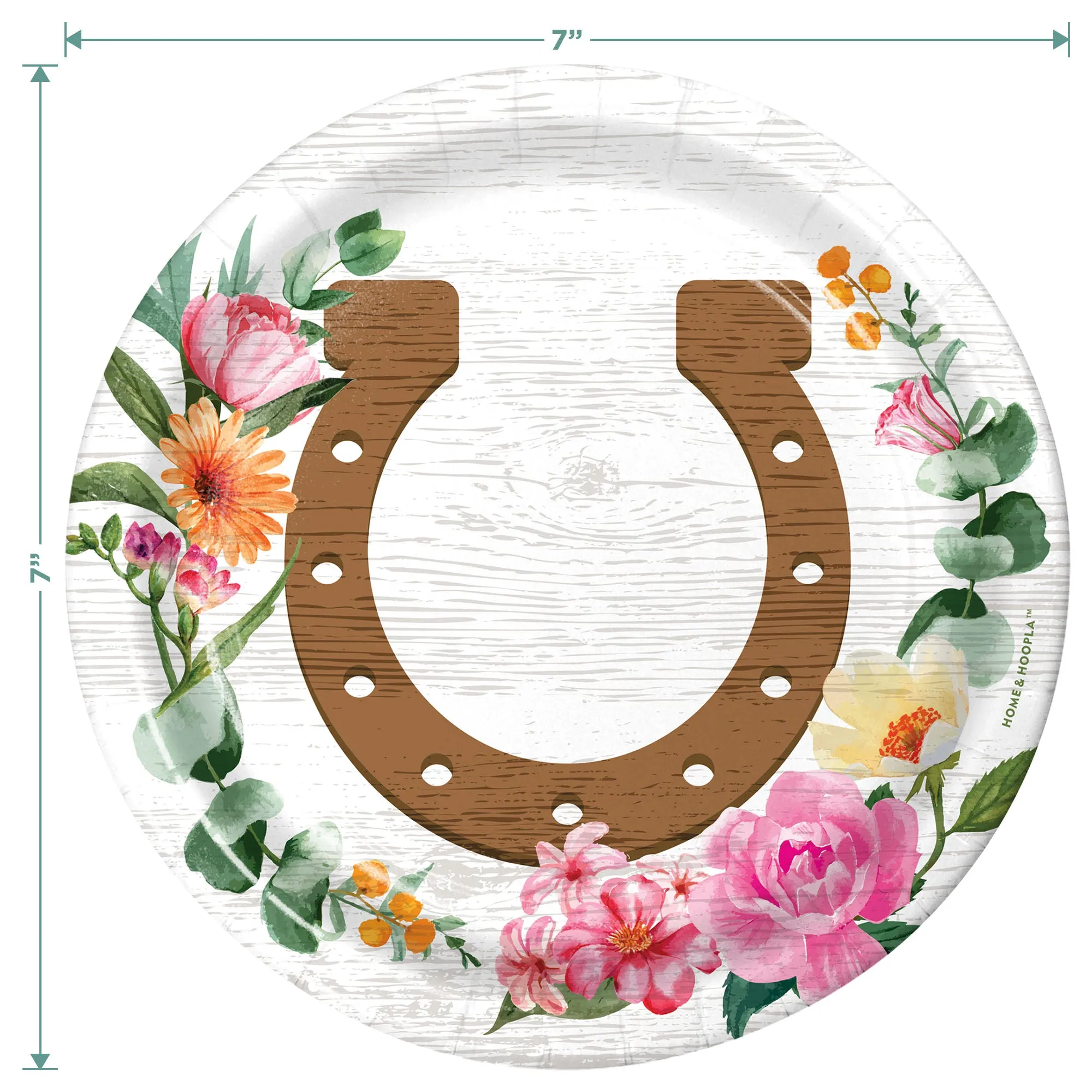 Western Cowgirl Party Supplies -  Horseshoe Paper Plates, and Floral Napkins (Serves 32)
