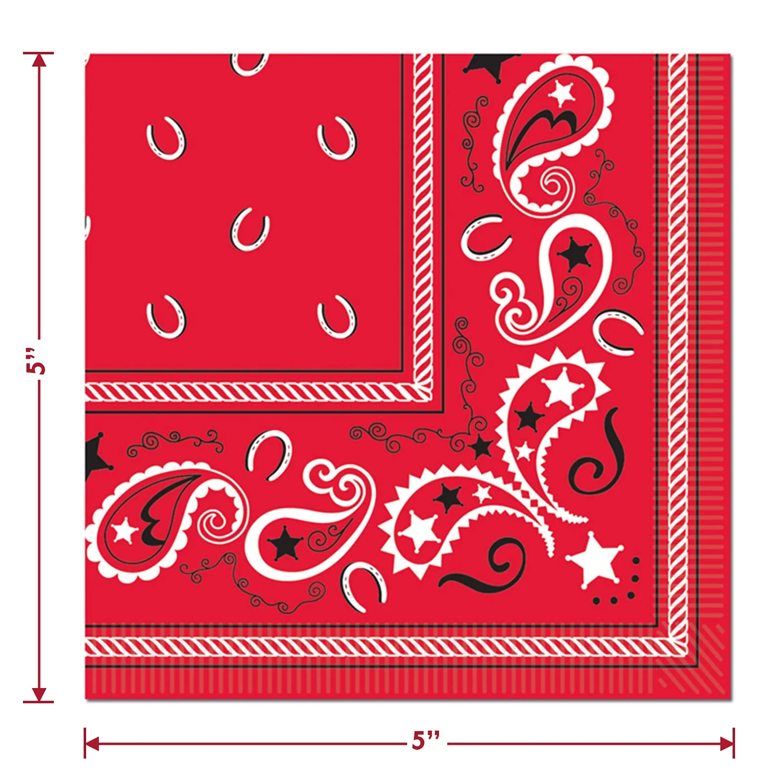 Western Party Supplies - Red & Blue Bandana Paper Dessert Plates and Beverage Napkins (Serves 16)