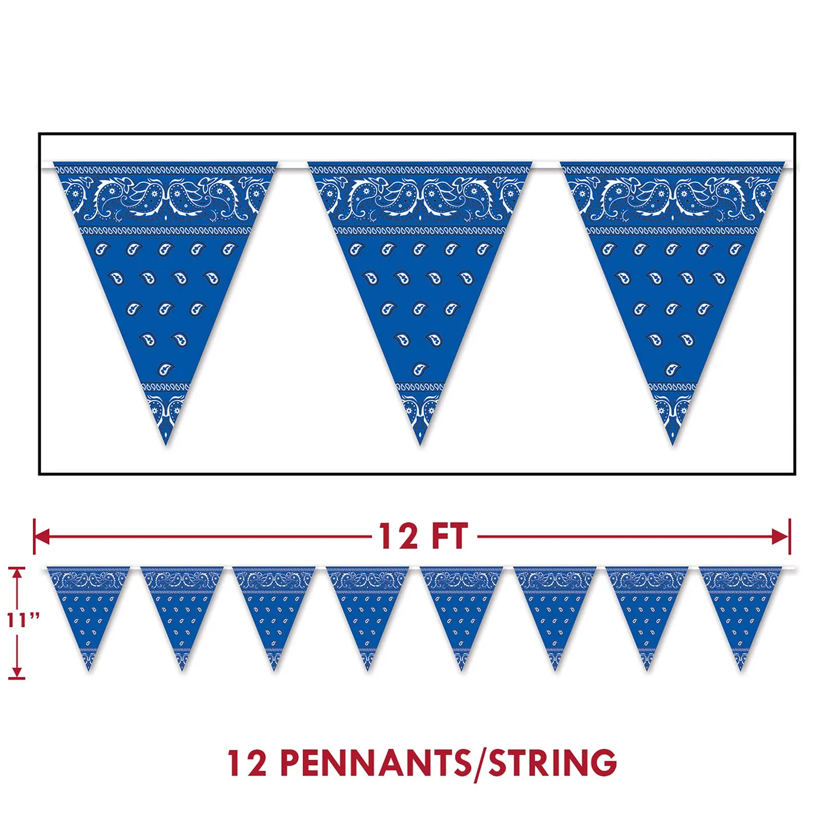 Western Party Supplies - Red & Blue Bandana Paper Dessert Plates and Beverage Napkins (Serves 16)