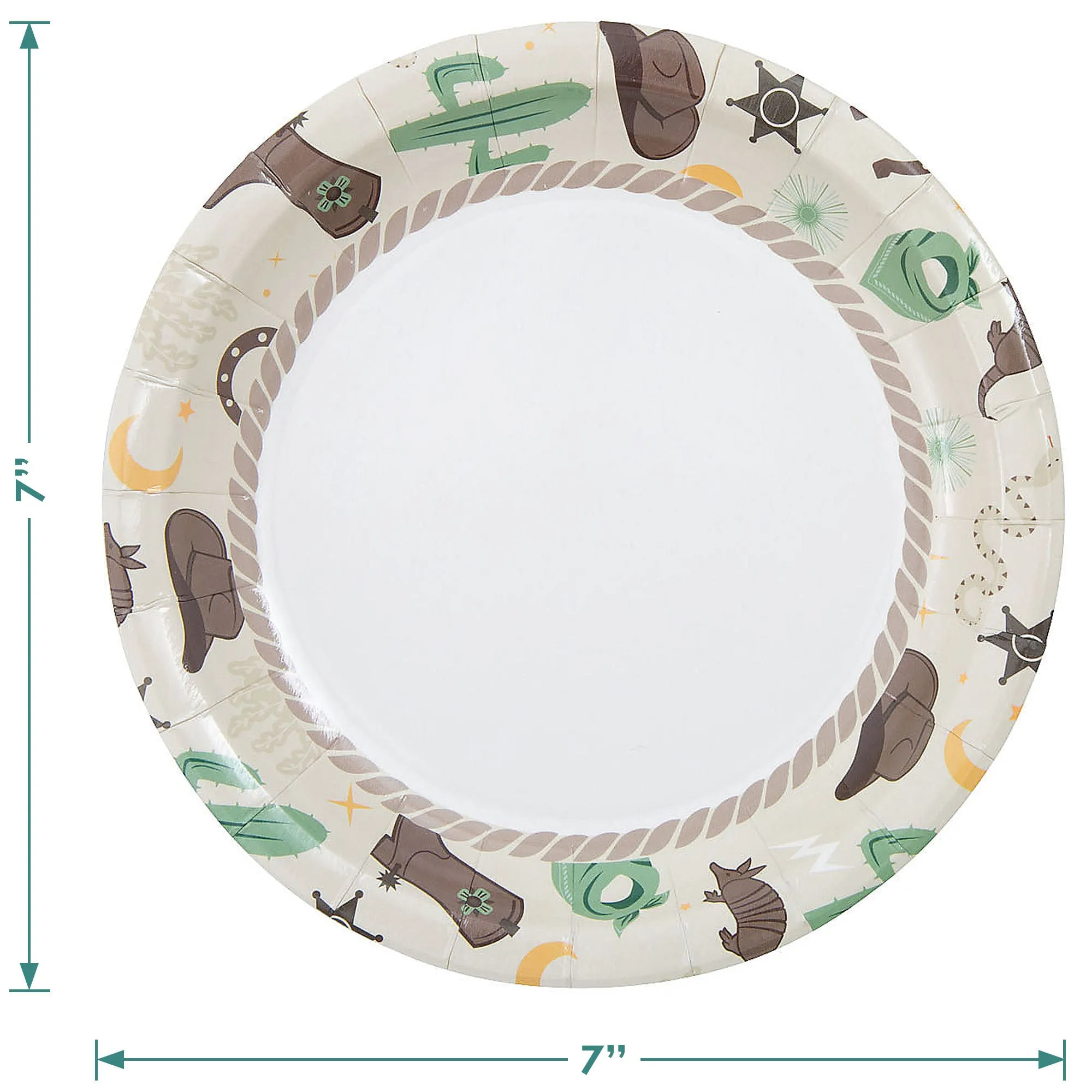 Western Party Supplies - Wild West Paper Plates and Cactus Beverage Napkins (Serves 16)
