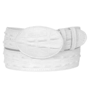 White Crocodile Print Belt