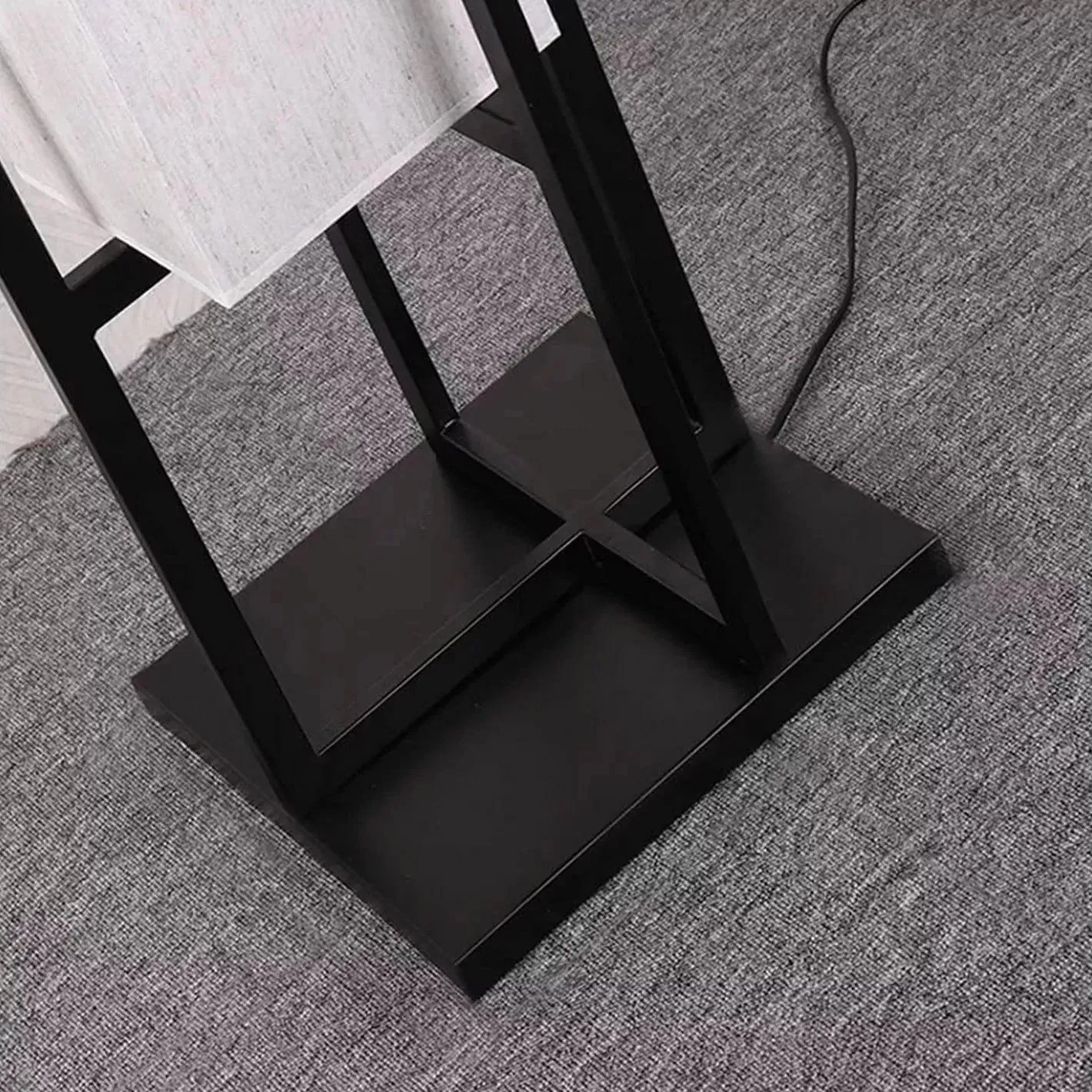 Wooden Twist Buzzy Rectangular Shape Stylish Metal & Glass Floor Lamp