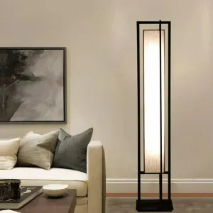 Wooden Twist Buzzy Rectangular Shape Stylish Metal & Glass Floor Lamp