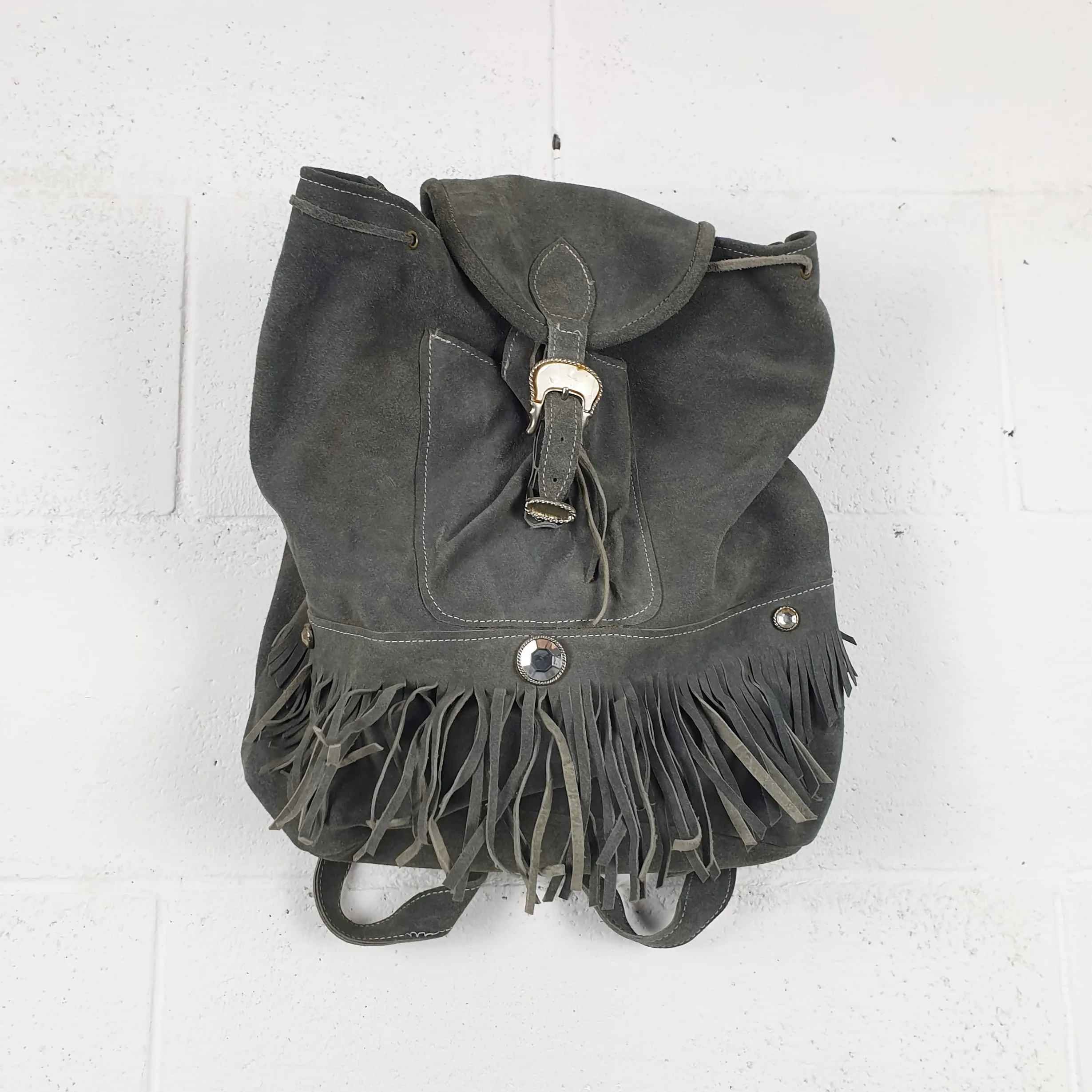 Zaino vintage camoscio grigio