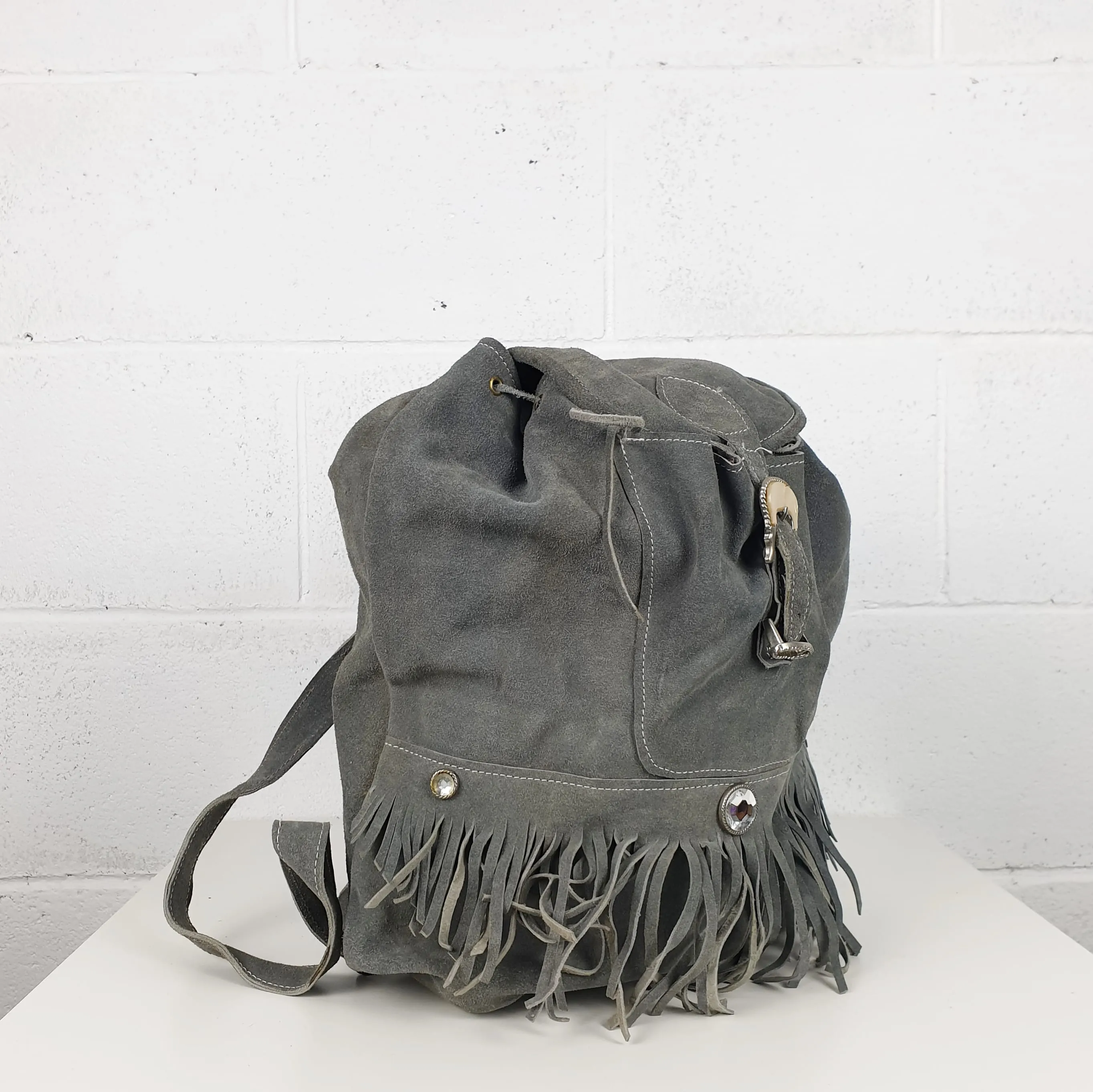 Zaino vintage camoscio grigio