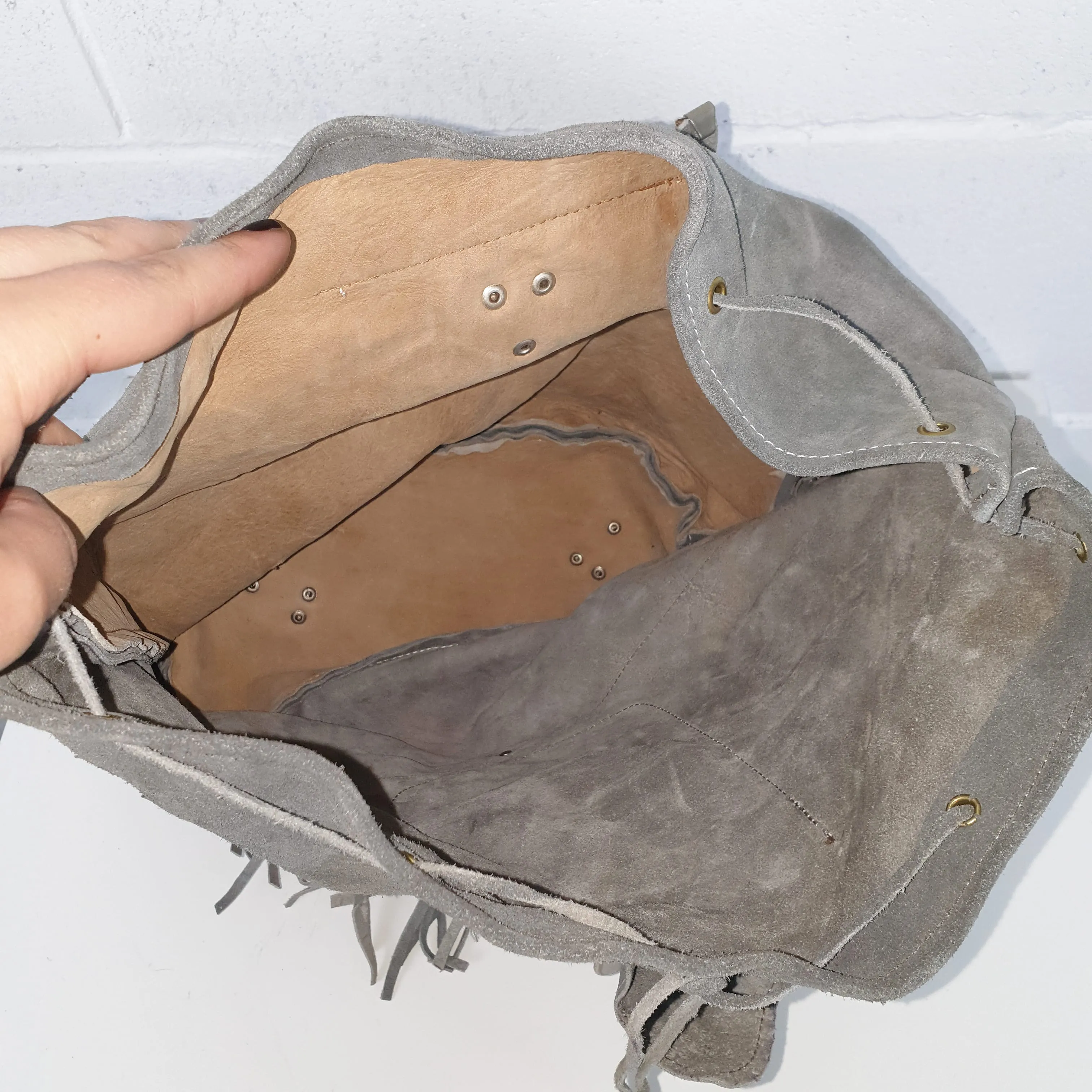 Zaino vintage camoscio grigio