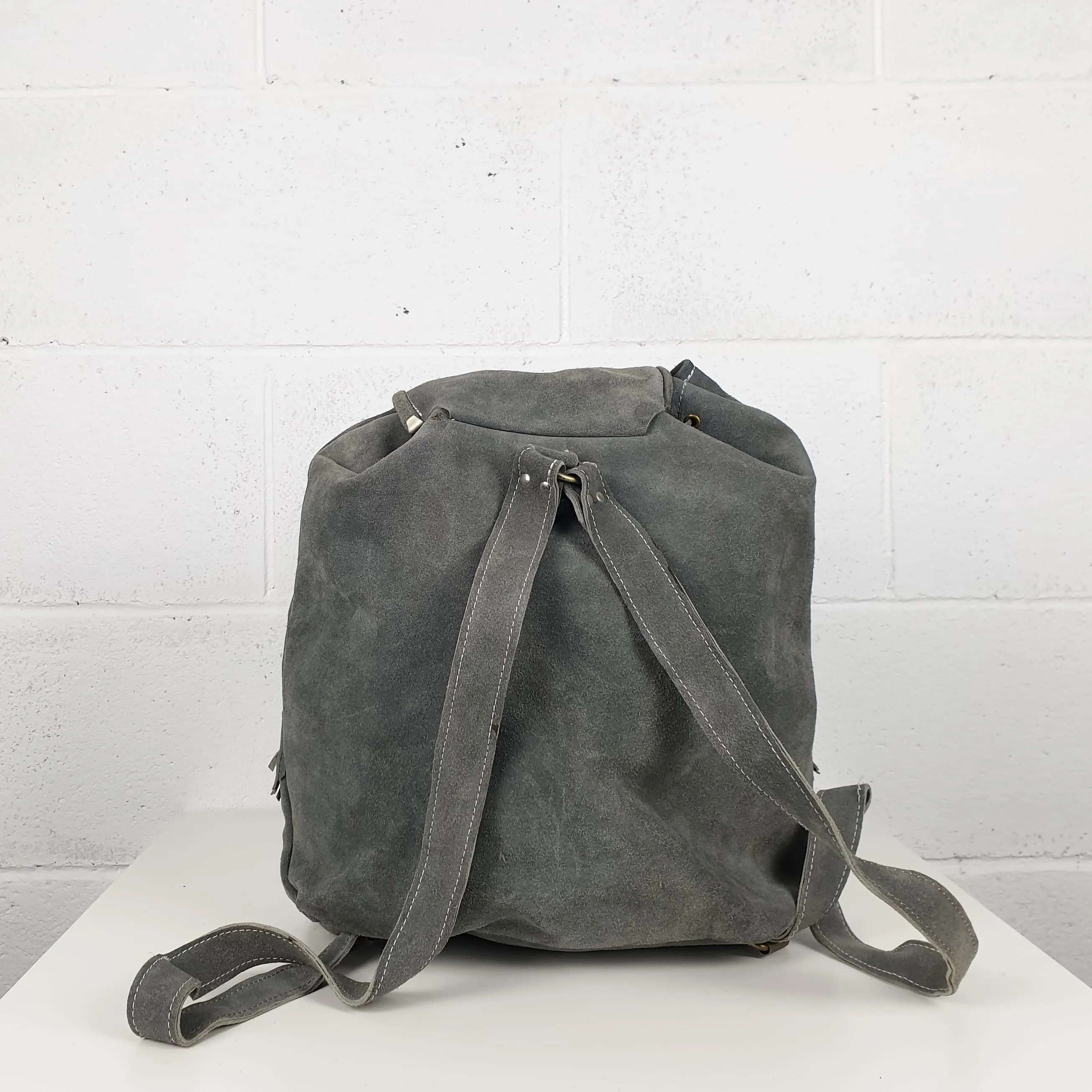 Zaino vintage camoscio grigio