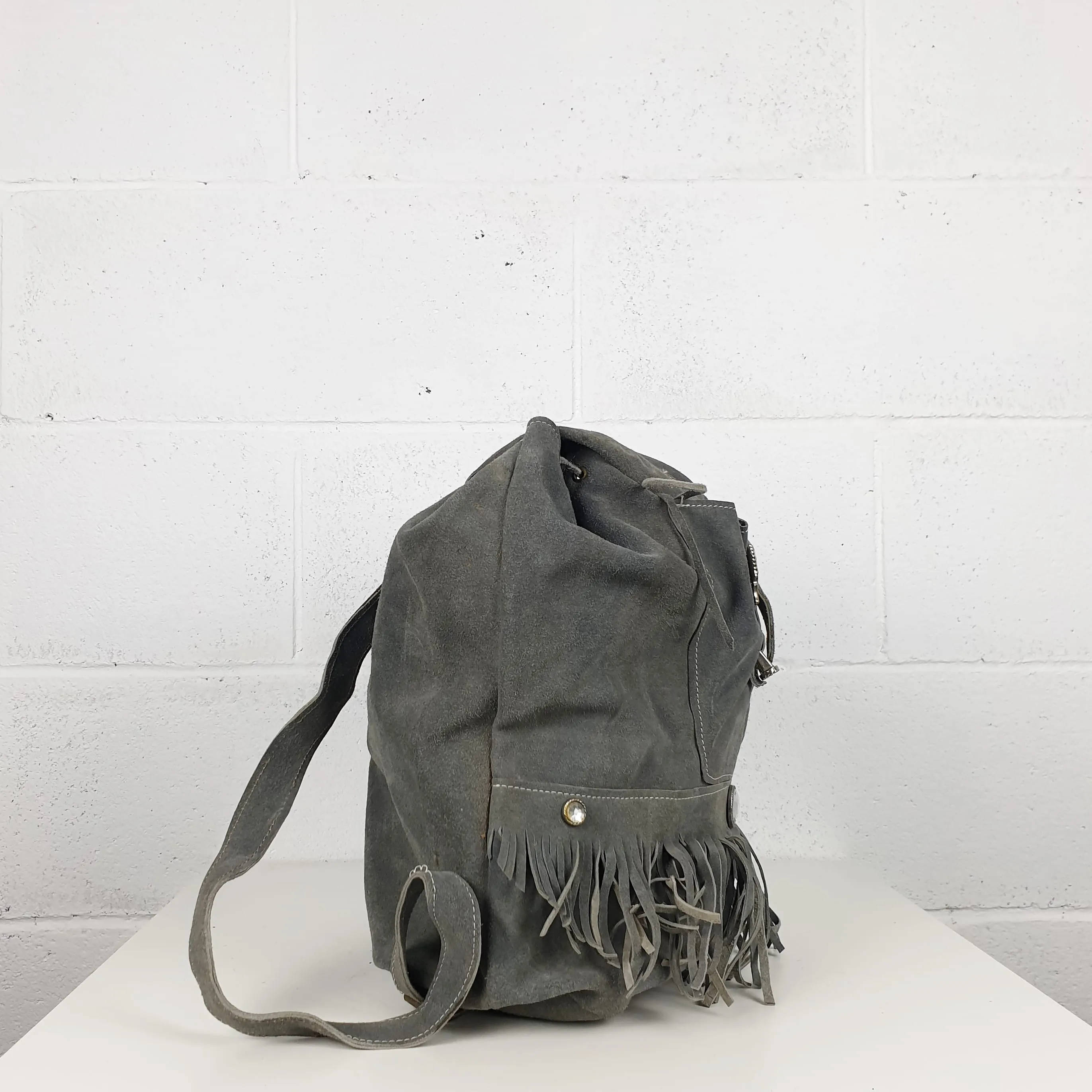 Zaino vintage camoscio grigio